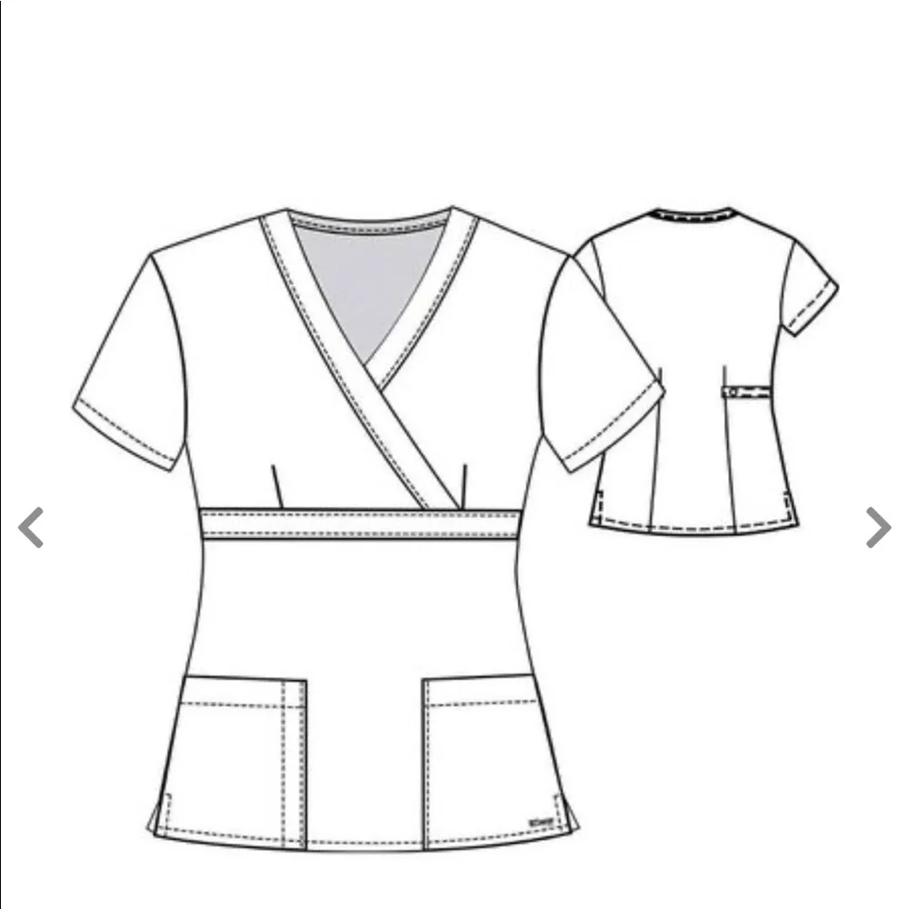Gray’s Anatomy Barco gray short sleeve scrub top. pockets & button waist small - Picture 5 of 7